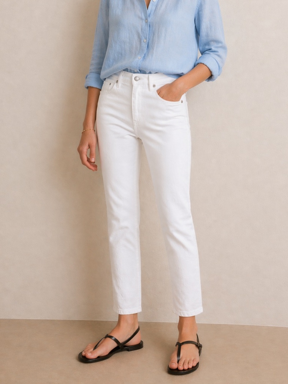 Banana Republic High Rise Straight Leg Jeans White Wash Petite 28